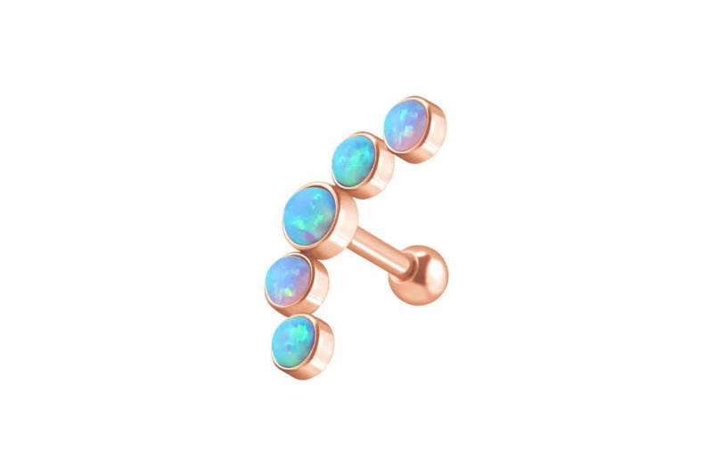PIERCINGLINE Piercing-Set Chirurgenstahl Ohrpiercing 5 SYNTHETISCHE OPALE (Mini-Barbells, 1-tlg) von PIERCINGLINE