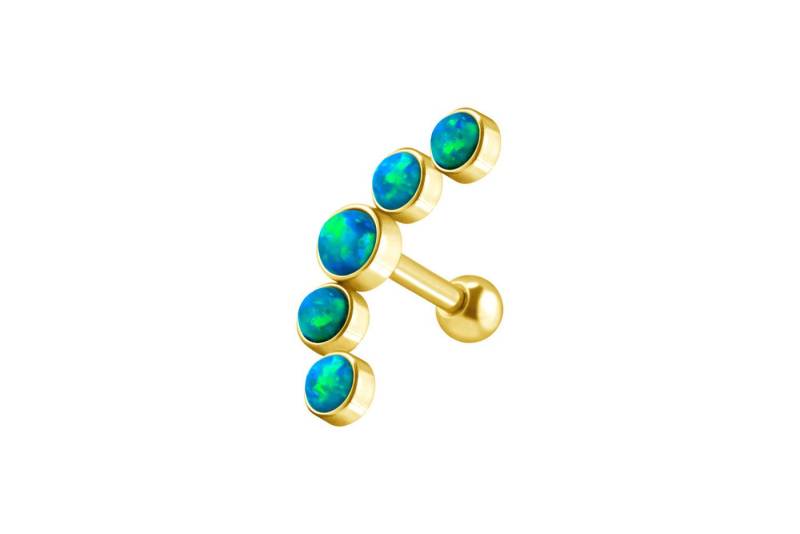 PIERCINGLINE Piercing-Set Chirurgenstahl Ohrpiercing 5 SYNTHETISCHE OPALE (Mini-Barbells, 1-tlg) von PIERCINGLINE