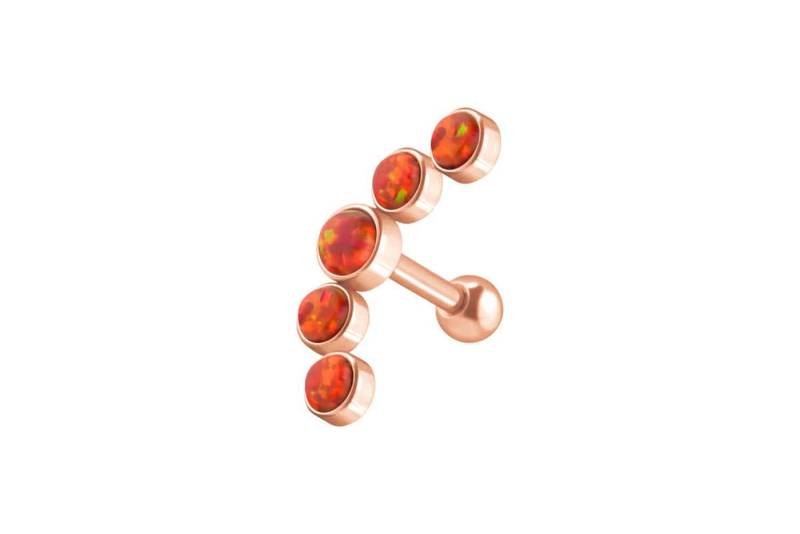 PIERCINGLINE Single-Ohrstecker Chirurgenstahl Ohrpiercing 5 SYNTHETISCHE OPALE (Mini-Barbells / 1 Stk) von PIERCINGLINE