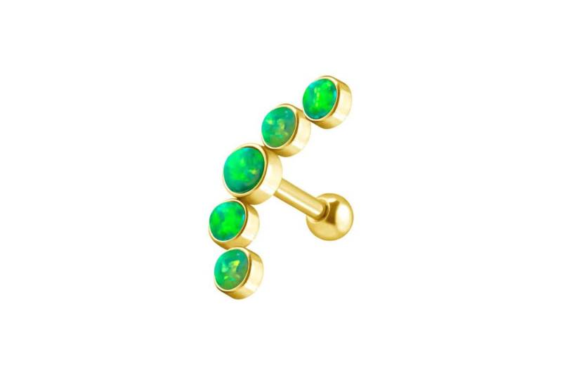 PIERCINGLINE Piercing-Set Chirurgenstahl Ohrpiercing 5 SYNTHETISCHE OPALE (Mini-Barbells, 1-tlg) von PIERCINGLINE
