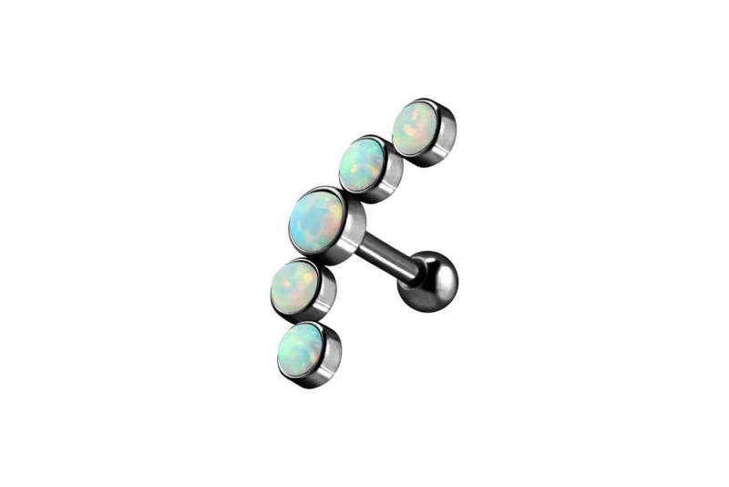 PIERCINGLINE Piercing-Set Chirurgenstahl Ohrpiercing 5 SYNTHETISCHE OPALE (Mini-Barbells, 1-tlg) von PIERCINGLINE