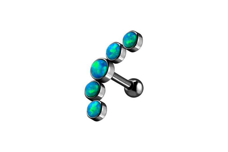 PIERCINGLINE Piercing-Set Chirurgenstahl Ohrpiercing 5 SYNTHETISCHE OPALE (Mini-Barbells, 1-tlg) von PIERCINGLINE