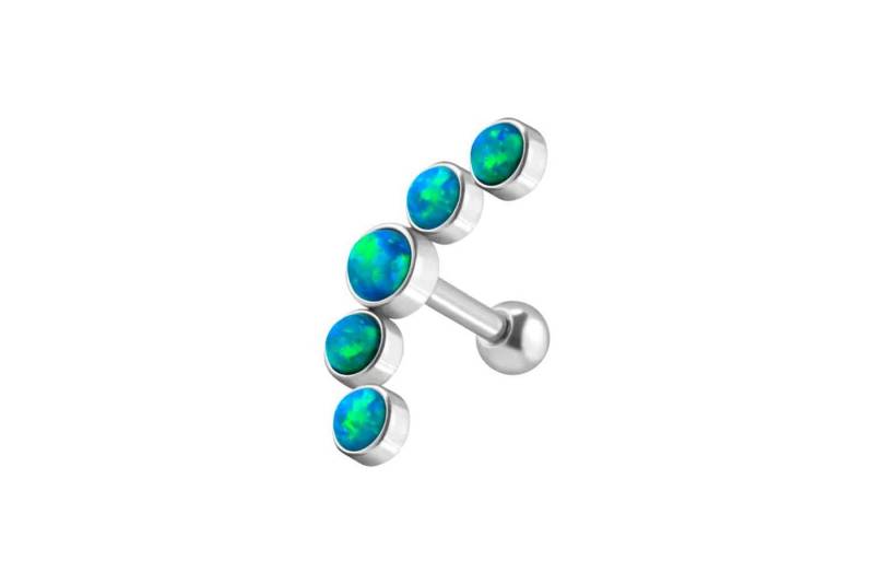 PIERCINGLINE Piercing-Set Chirurgenstahl Ohrpiercing 5 SYNTHETISCHE OPALE (Mini-Barbells, 1-tlg) von PIERCINGLINE
