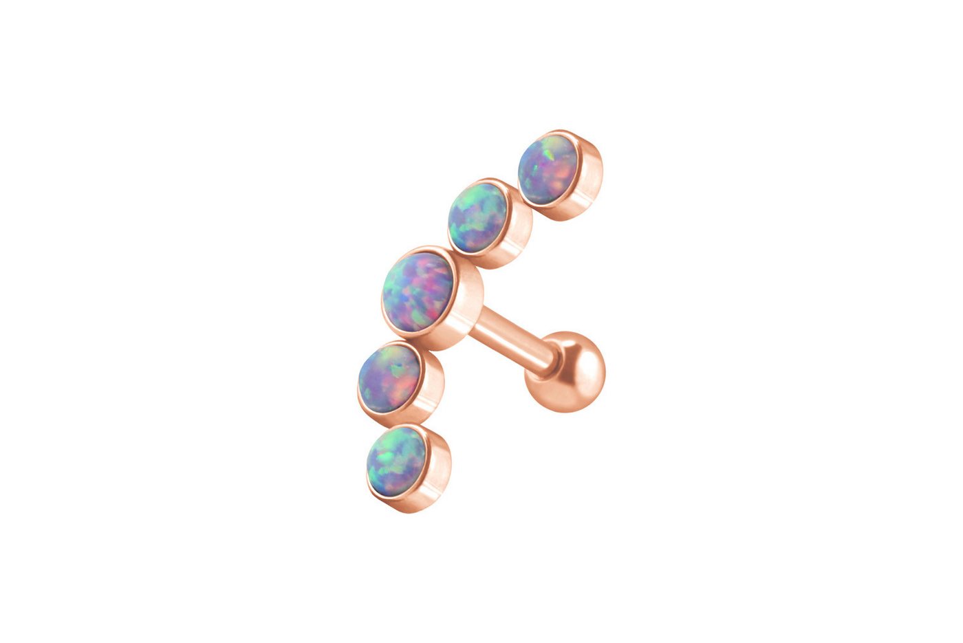 PIERCINGLINE Single-Ohrstecker (Mini-Barbells, Chirurgenstahl Ohrpiercing 5 SYNTHETISCHE OPALE) von PIERCINGLINE