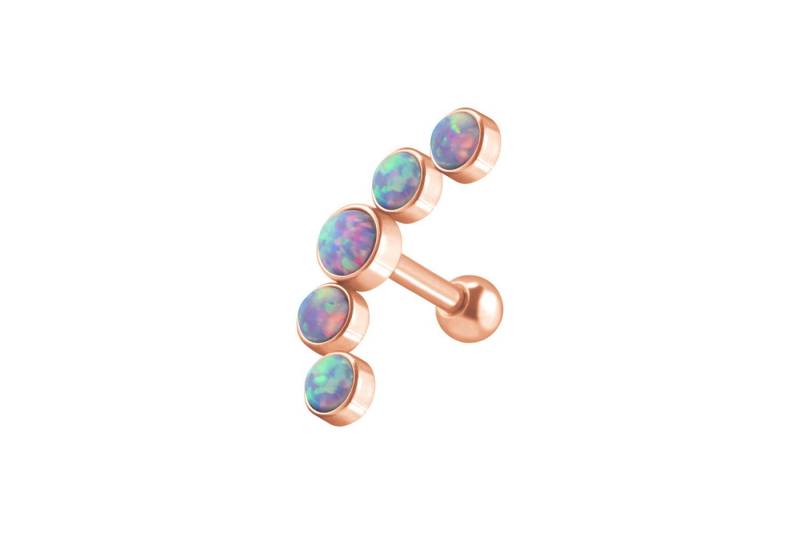 PIERCINGLINE Single-Ohrstecker (Mini-Barbells, Chirurgenstahl Ohrpiercing 5 SYNTHETISCHE OPALE) von PIERCINGLINE