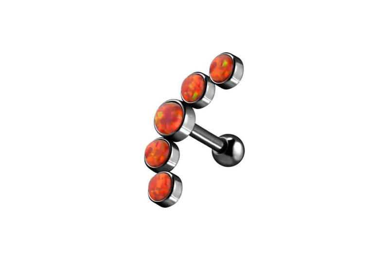 PIERCINGLINE Single-Ohrstecker Chirurgenstahl Ohrpiercing 5 SYNTHETISCHE OPALE (Mini-Barbells / 1 Stk) von PIERCINGLINE
