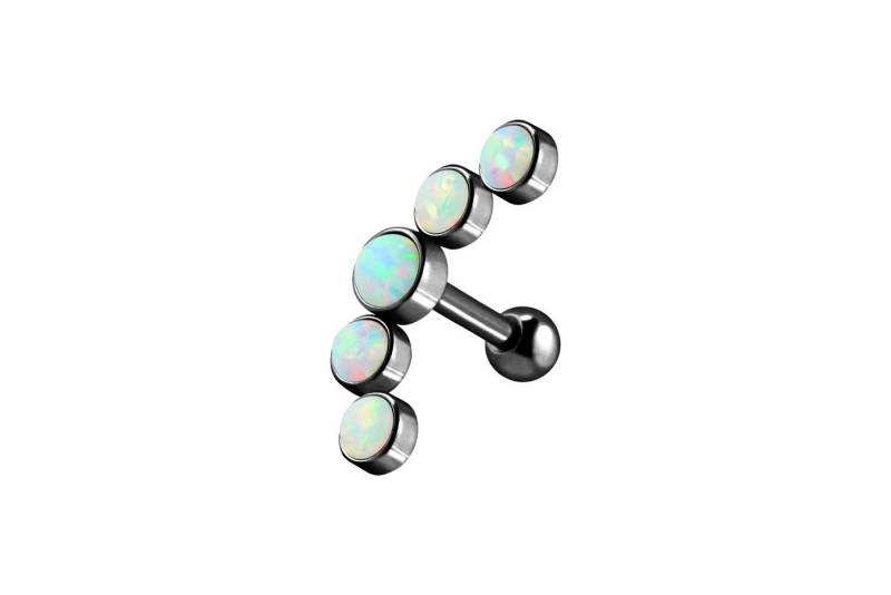 PIERCINGLINE Single-Ohrstecker (Mini-Barbells, Chirurgenstahl Ohrpiercing 5 SYNTHETISCHE OPALE) von PIERCINGLINE