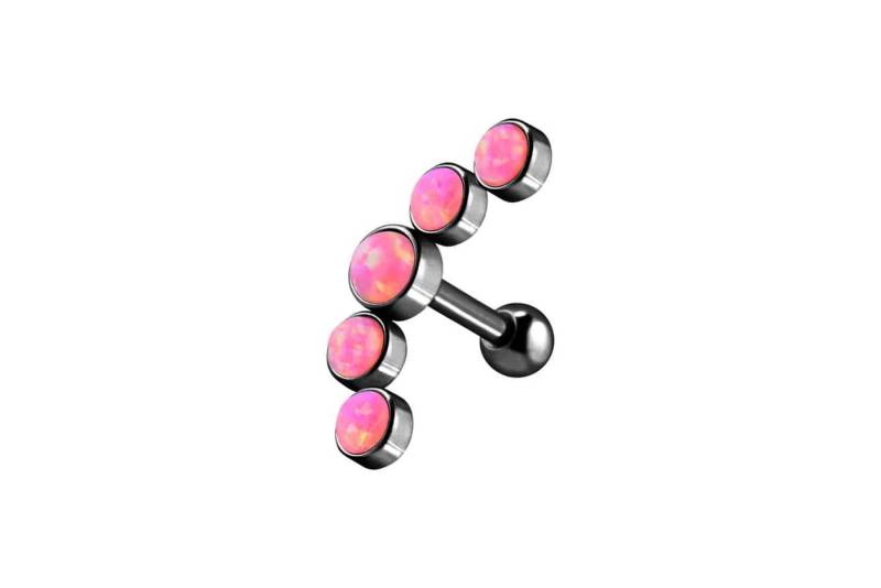 PIERCINGLINE Piercing-Set Chirurgenstahl Ohrpiercing 5 SYNTHETISCHE OPALE (Mini-Barbells, 1-tlg) von PIERCINGLINE