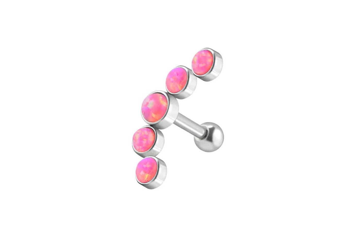 PIERCINGLINE Piercing-Set Chirurgenstahl Ohrpiercing 5 SYNTHETISCHE OPALE (Mini-Barbells, 1-tlg) von PIERCINGLINE