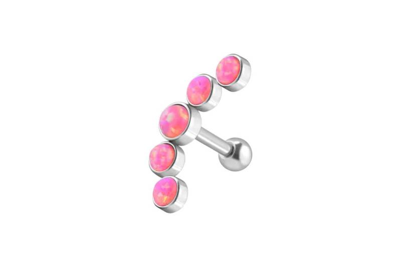 PIERCINGLINE Piercing-Set Chirurgenstahl Ohrpiercing 5 SYNTHETISCHE OPALE (Mini-Barbells, 1-tlg) von PIERCINGLINE