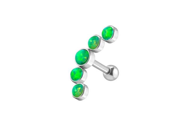 PIERCINGLINE Piercing-Set Chirurgenstahl Ohrpiercing 5 SYNTHETISCHE OPALE (Mini-Barbells, 1-tlg) von PIERCINGLINE