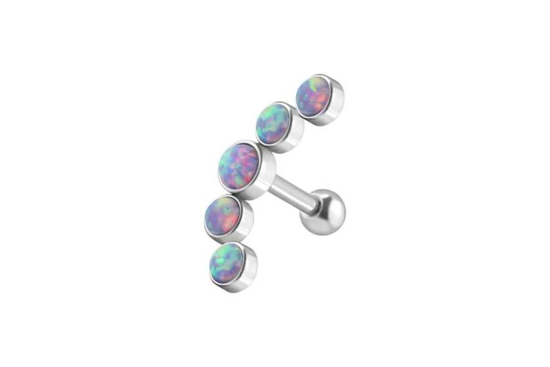 PIERCINGLINE Single-Ohrstecker (Mini-Barbells, Chirurgenstahl Ohrpiercing 5 SYNTHETISCHE OPALE) von PIERCINGLINE