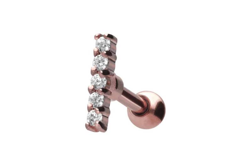 PIERCINGLINE Single-Ohrstecker Chirurgenstahl Ohrpiercing BALKEN + 5 EINGEFASSTE KRISTALLE (Mini-Barbells / 1 Stk) von PIERCINGLINE
