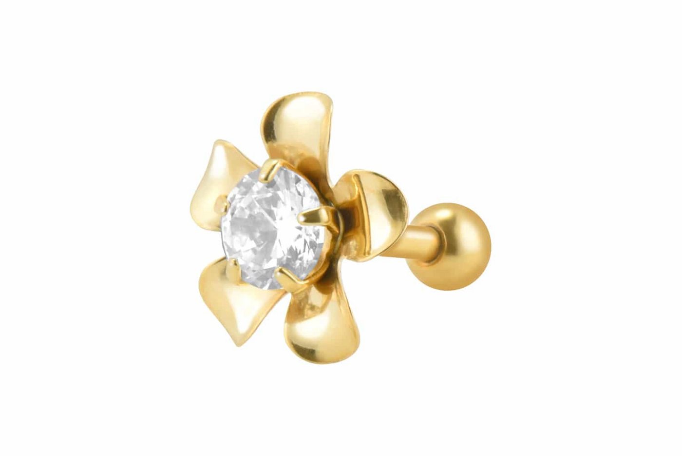 PIERCINGLINE Piercing-Set Chirurgenstahl Ohrpiercing BLUME + KRISTALL (Mini-Barbells, 1-tlg) von PIERCINGLINE