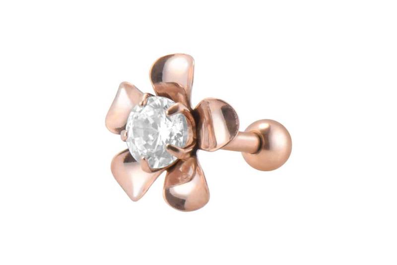 PIERCINGLINE Piercing-Set Chirurgenstahl Ohrpiercing BLUME + KRISTALL (Mini-Barbells / 1 Stk) von PIERCINGLINE