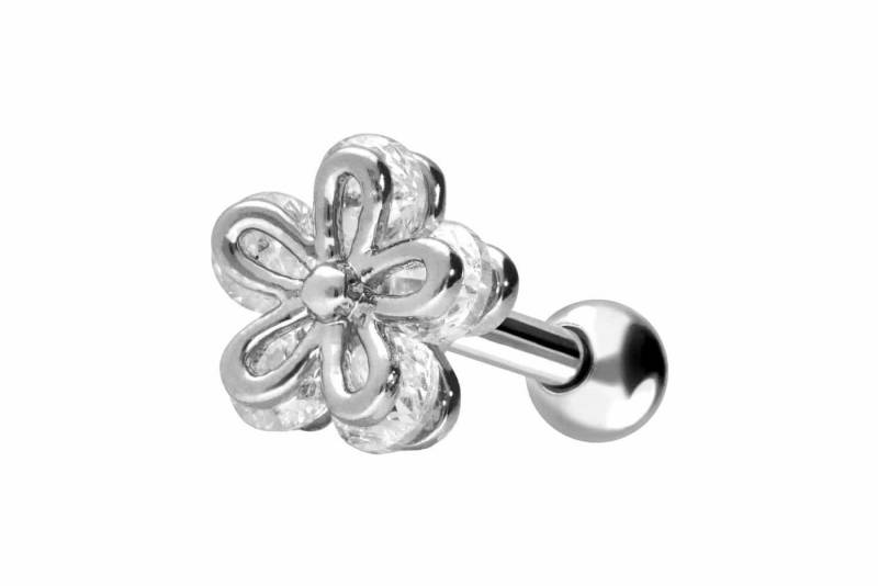 PIERCINGLINE Piercing-Set Chirurgenstahl Ohrpiercing BLUME + KRISTALL (Mini-Barbells, 1-tlg) von PIERCINGLINE