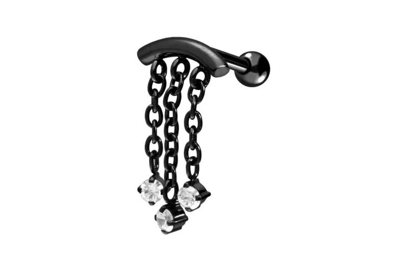 PIERCINGLINE Single-Ohrstecker Chirurgenstahl Ohrpiercing BOGEN + 3 KETTEN + 3 KRISTALLE (Mini-Barbells / 1 Stk) von PIERCINGLINE