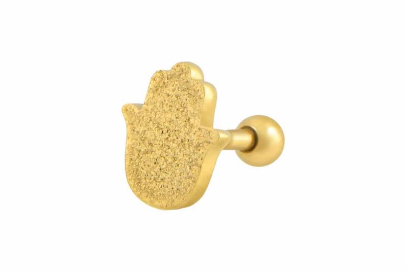 PIERCINGLINE Single-Ohrstecker Chirurgenstahl Ohrpiercing HAND DER FATIMA + DIAMANTOPTIK (Mini-Barbells / 1 Stk) von PIERCINGLINE