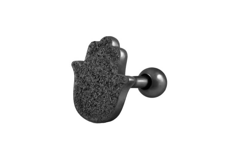 PIERCINGLINE Single-Ohrstecker Chirurgenstahl Ohrpiercing HAND DER FATIMA + DIAMANTOPTIK (Mini-Barbells / 1 Stk) von PIERCINGLINE
