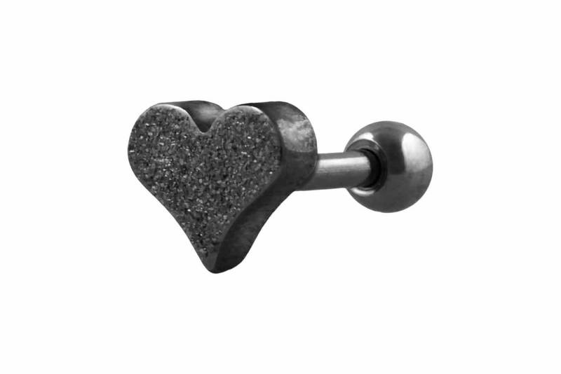 PIERCINGLINE Single-Ohrstecker Chirurgenstahl Ohrpiercing HERZ + DIAMANTOPTIK (Mini-Barbells / 1 Stk) von PIERCINGLINE