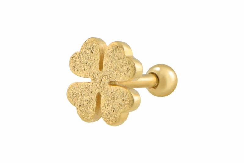 PIERCINGLINE Single-Ohrstecker Chirurgenstahl Ohrpiercing KLEEBLATT + DIAMANTOPTIK (Mini-Barbells / 1 Stk) von PIERCINGLINE