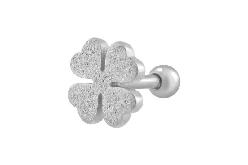 PIERCINGLINE Single-Ohrstecker Chirurgenstahl Ohrpiercing KLEEBLATT + DIAMANTOPTIK (Mini-Barbells / 1 Stk) von PIERCINGLINE