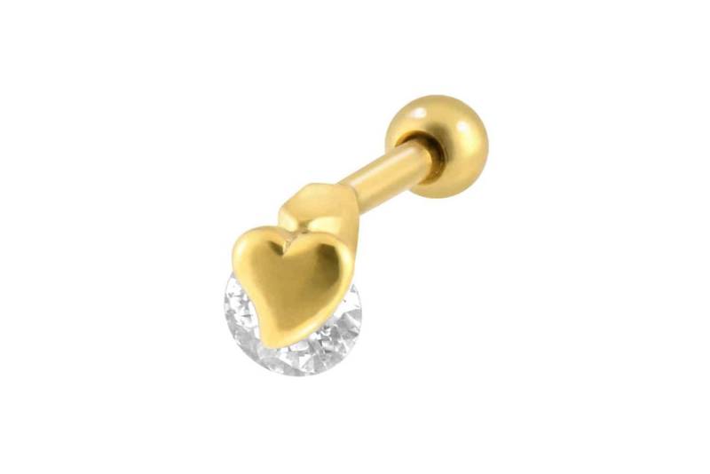 PIERCINGLINE Piercing-Set Chirurgenstahl Ohrpiercing KRISTALL + HERZ (Mini-Barbells / 1 Stk) von PIERCINGLINE