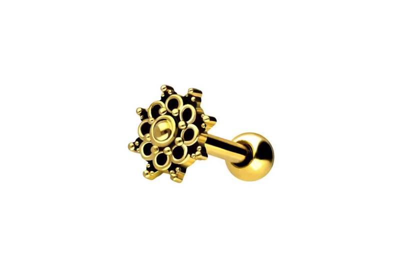 PIERCINGLINE Piercing-Set Chirurgenstahl Ohrpiercing ORIENTALISCHES DESIGN (Mini-Barbells / 1 Stk) von PIERCINGLINE