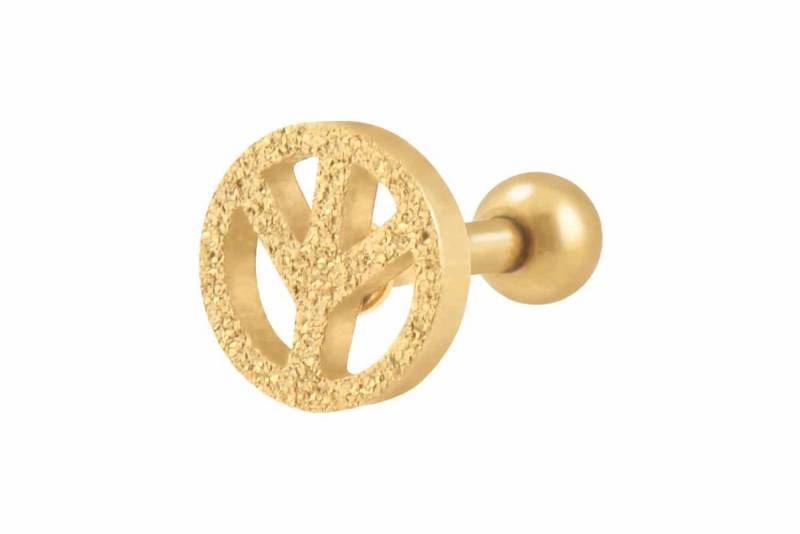 PIERCINGLINE Single-Ohrstecker Chirurgenstahl Ohrpiercing PEACE + DIAMANTOPTIK (Mini-Barbells / 1 Stk) von PIERCINGLINE