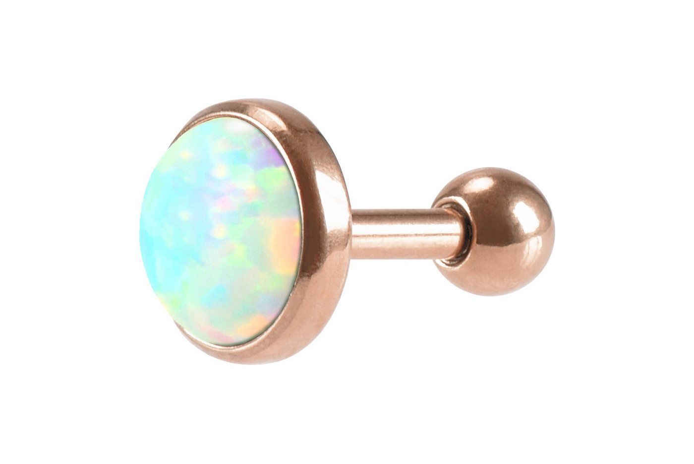 PIERCINGLINE Single-Ohrstecker (Mini-Barbells, Chirurgenstahl Ohrpiercing SYNTHETISCHER OPAL) von PIERCINGLINE