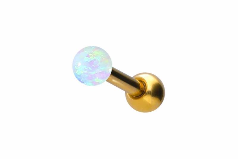 PIERCINGLINE Piercing-Set Chirurgenstahl Ohrpiercing SYNTHETISCHER OPAL (Mini-Barbells, 1-tlg) von PIERCINGLINE