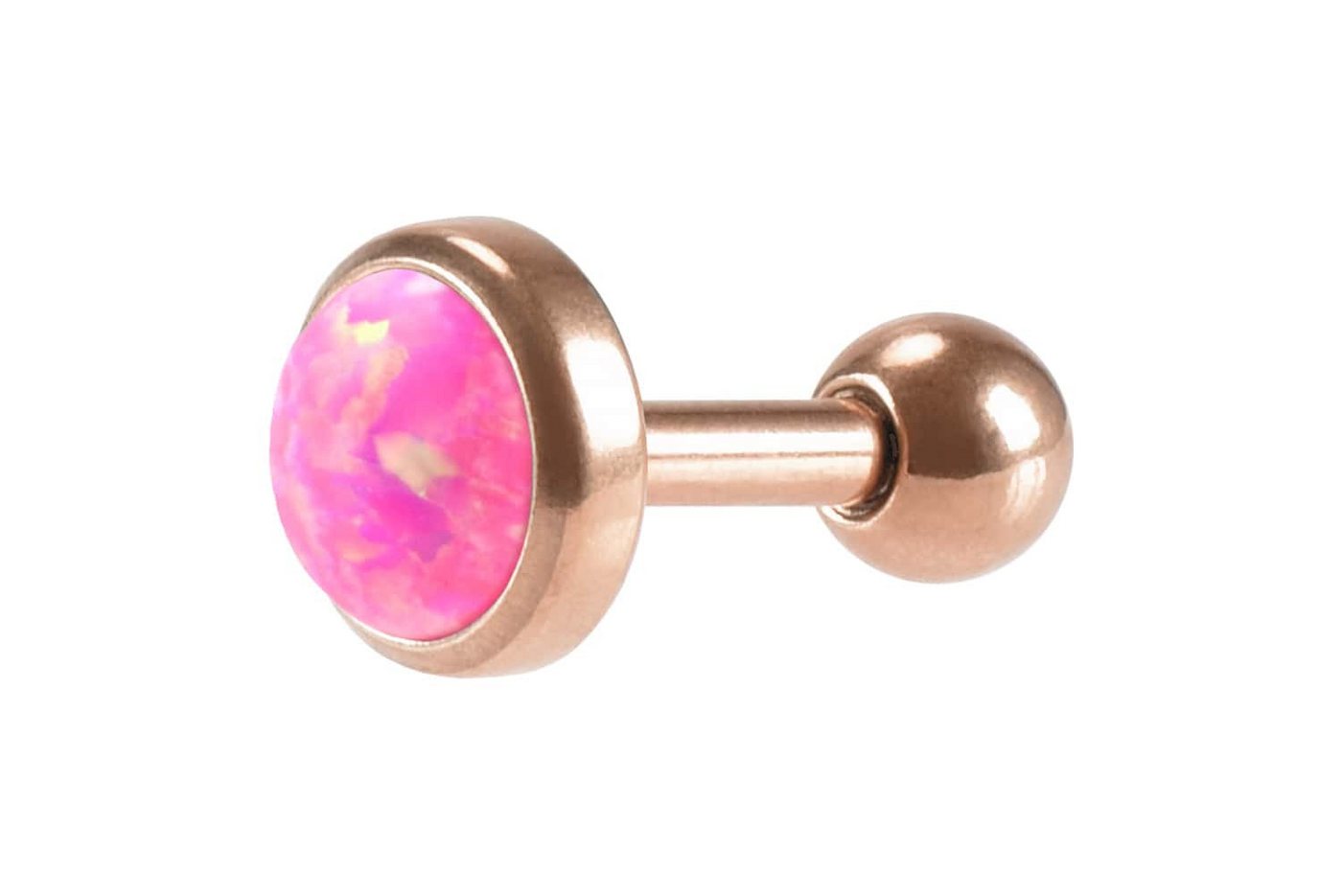 PIERCINGLINE Single-Ohrstecker Chirurgenstahl Ohrpiercing SYNTHETISCHER OPAL (Mini-Barbells / 1 Stk) von PIERCINGLINE