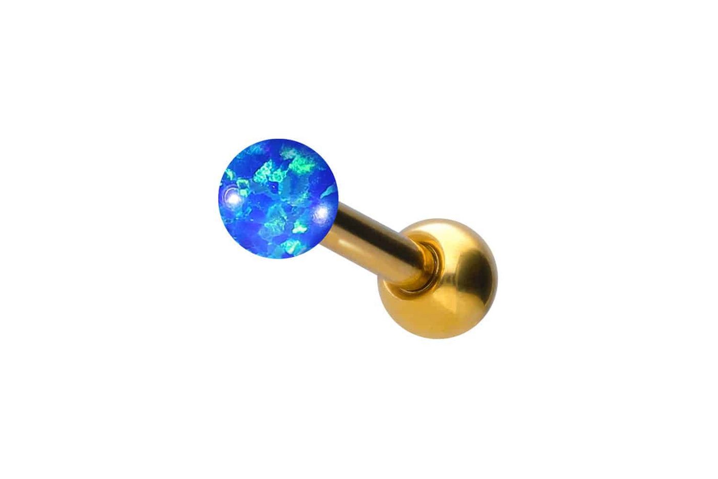 PIERCINGLINE Single-Ohrstecker Chirurgenstahl Ohrpiercing SYNTHETISCHER OPAL (Mini-Barbells / 1 Stk) von PIERCINGLINE