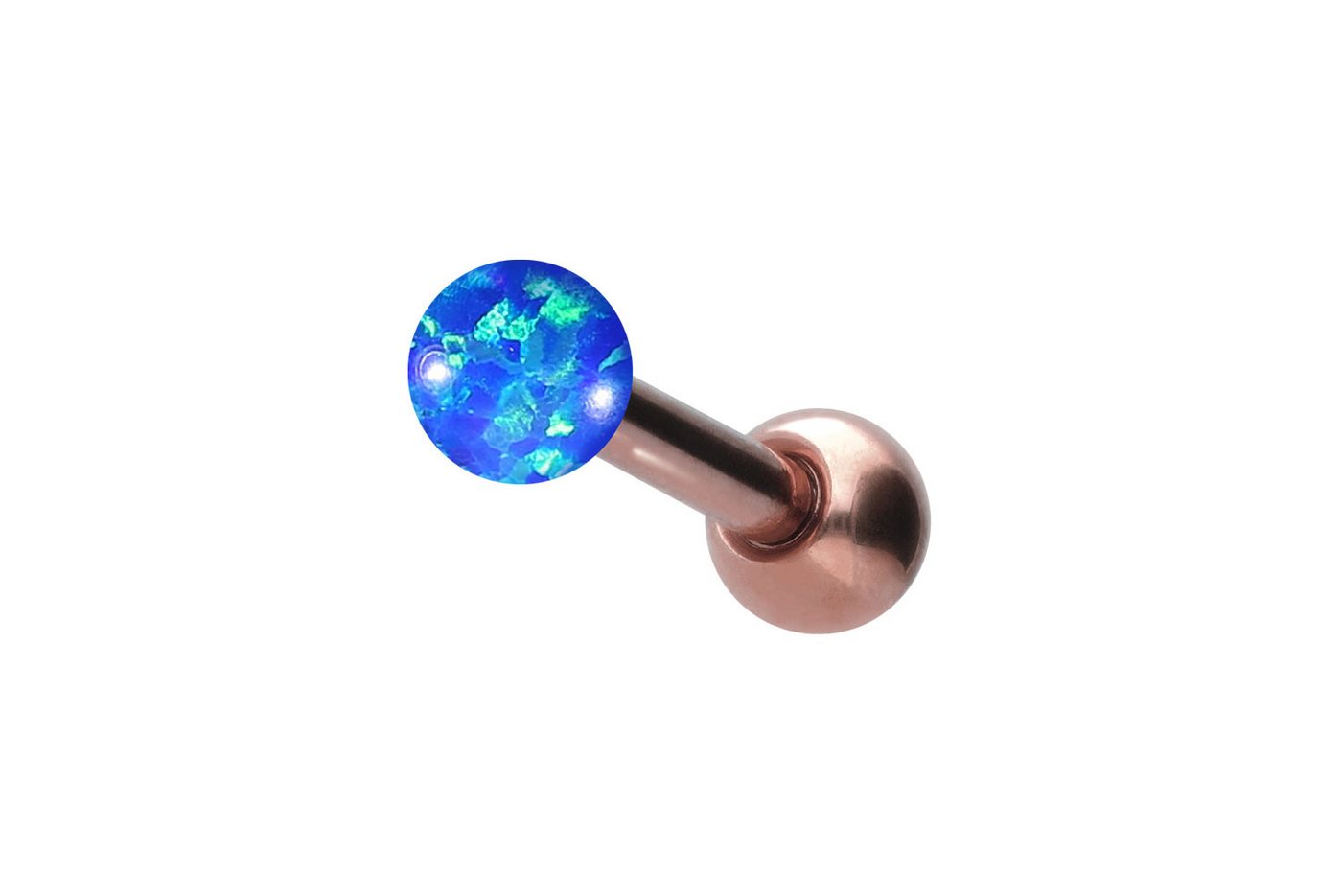 PIERCINGLINE Single-Ohrstecker Chirurgenstahl Ohrpiercing SYNTHETISCHER OPAL (Mini-Barbells / 1 Stk) von PIERCINGLINE