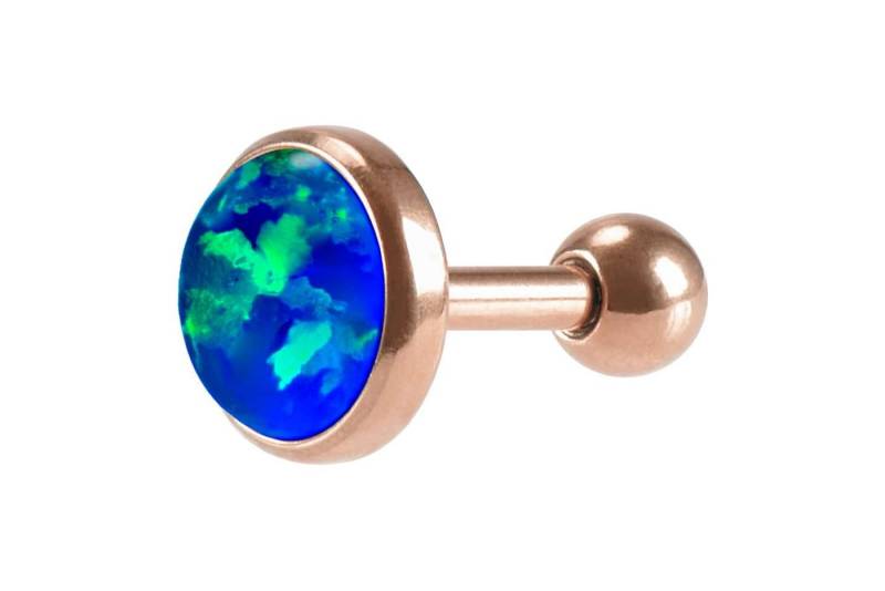 PIERCINGLINE Single-Ohrstecker Chirurgenstahl Ohrpiercing SYNTHETISCHER OPAL (Mini-Barbells / 1 Stk) von PIERCINGLINE