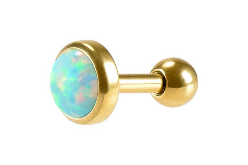 PIERCINGLINE Piercing-Set Chirurgenstahl Ohrpiercing SYNTHETISCHER OPAL (Mini-Barbells, 1-tlg) von PIERCINGLINE