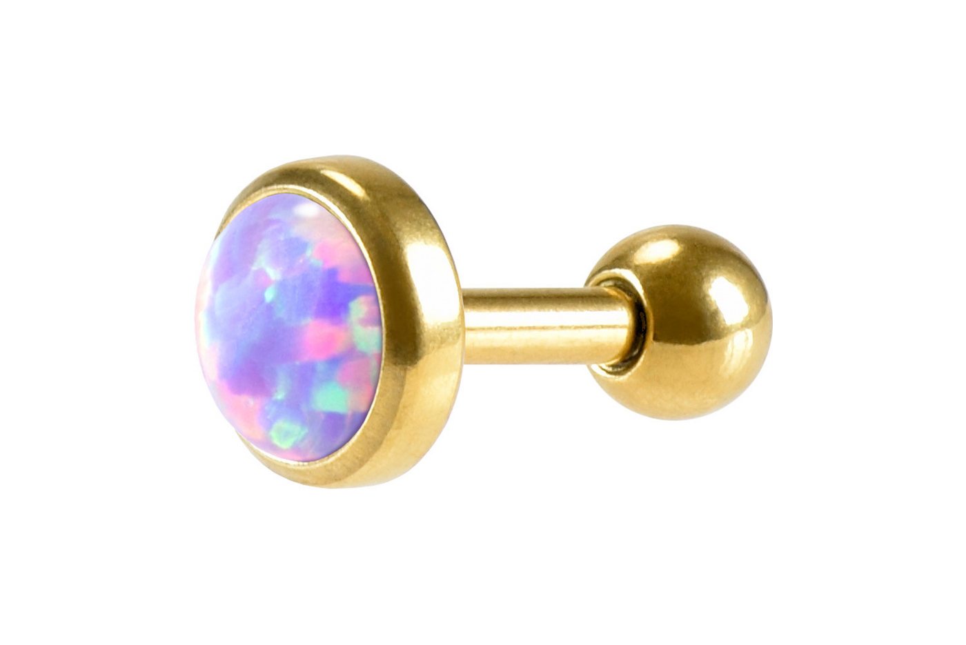 PIERCINGLINE Single-Ohrstecker Chirurgenstahl Ohrpiercing SYNTHETISCHER OPAL (Mini-Barbells / 1 Stk) von PIERCINGLINE