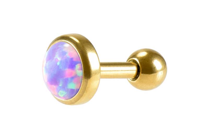 PIERCINGLINE Single-Ohrstecker Chirurgenstahl Ohrpiercing SYNTHETISCHER OPAL (Mini-Barbells / 1 Stk) von PIERCINGLINE