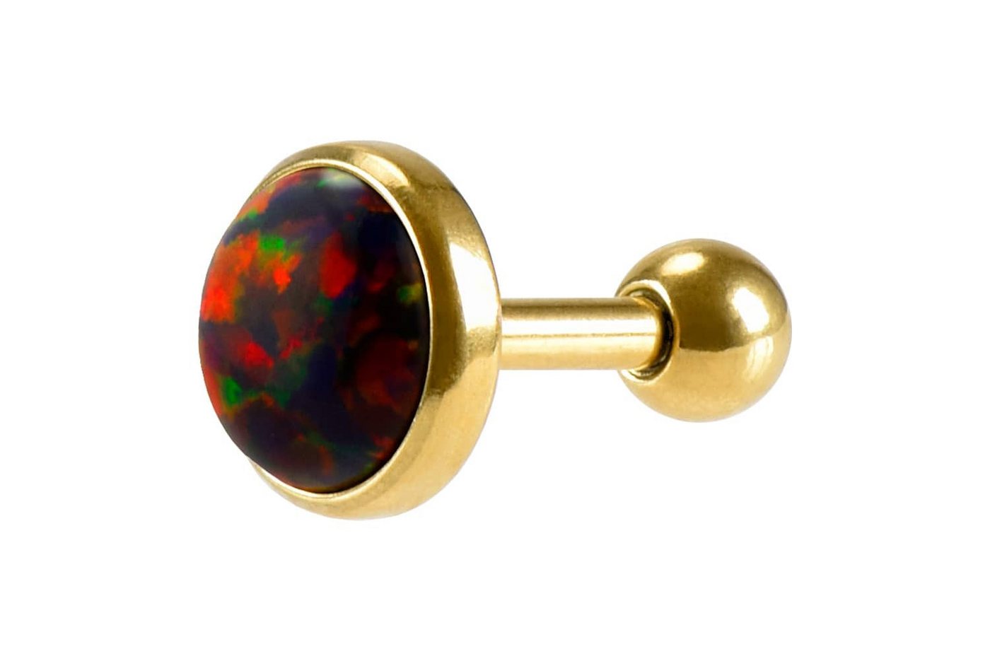PIERCINGLINE Single-Ohrstecker (Mini-Barbells, Chirurgenstahl Ohrpiercing SYNTHETISCHER OPAL) von PIERCINGLINE
