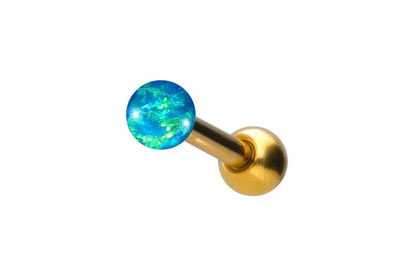PIERCINGLINE Piercing-Set Chirurgenstahl Ohrpiercing SYNTHETISCHER OPAL (Mini-Barbells / 1 Stk) von PIERCINGLINE