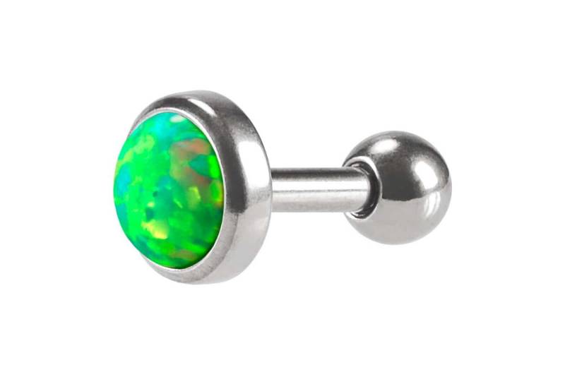 PIERCINGLINE Piercing-Set Chirurgenstahl Ohrpiercing SYNTHETISCHER OPAL (Mini-Barbells, 1-tlg) von PIERCINGLINE