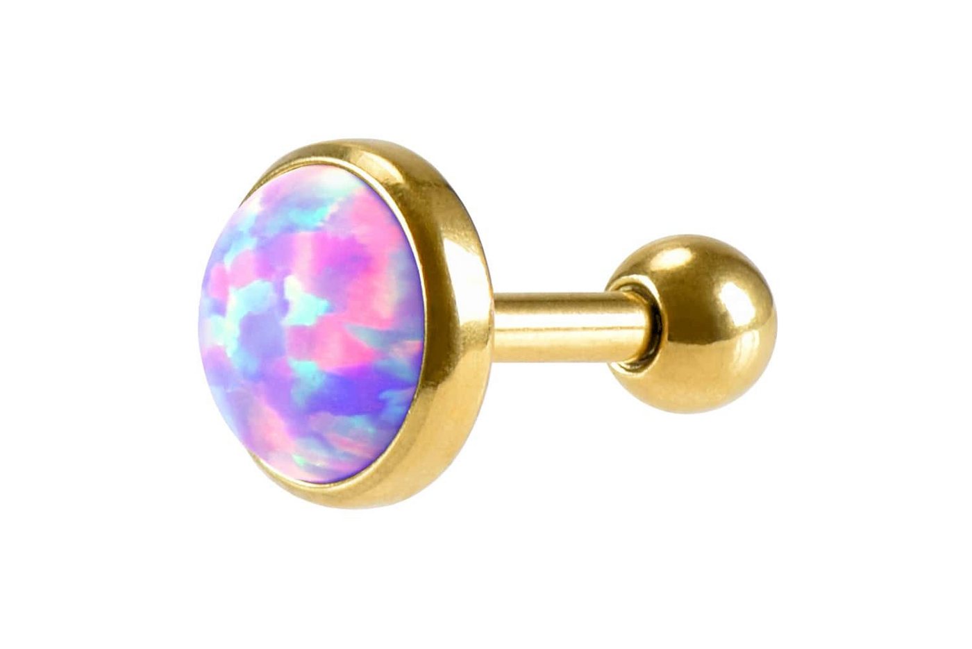 PIERCINGLINE Single-Ohrstecker (Mini-Barbells, Chirurgenstahl Ohrpiercing SYNTHETISCHER OPAL) von PIERCINGLINE