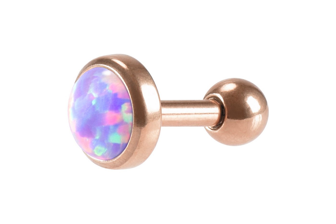 PIERCINGLINE Single-Ohrstecker Chirurgenstahl Ohrpiercing SYNTHETISCHER OPAL (Mini-Barbells / 1 Stk) von PIERCINGLINE