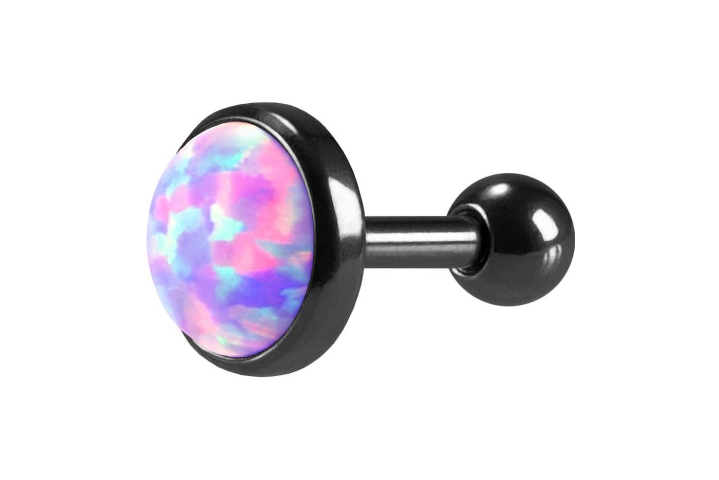 PIERCINGLINE Single-Ohrstecker (Mini-Barbells, Chirurgenstahl Ohrpiercing SYNTHETISCHER OPAL) von PIERCINGLINE