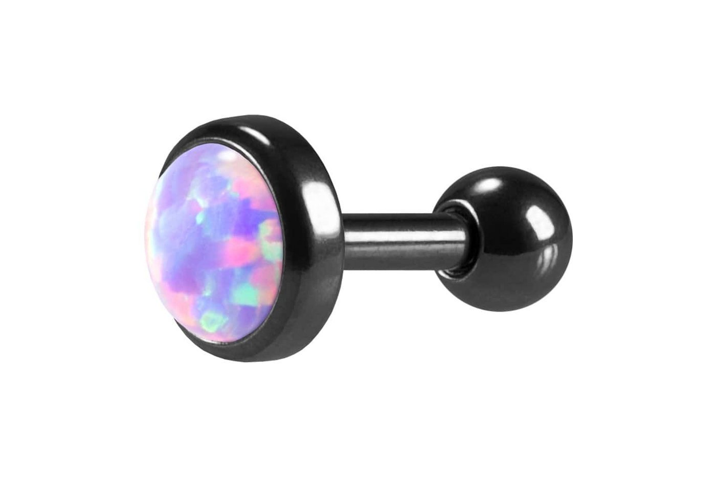 PIERCINGLINE Single-Ohrstecker Chirurgenstahl Ohrpiercing SYNTHETISCHER OPAL (Mini-Barbells / 1 Stk) von PIERCINGLINE