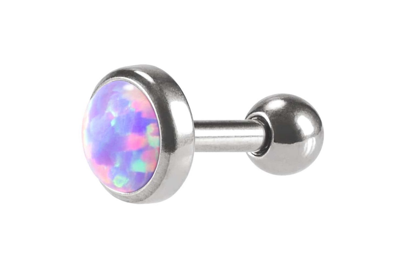 PIERCINGLINE Single-Ohrstecker (Mini-Barbells, Chirurgenstahl Ohrpiercing SYNTHETISCHER OPAL) von PIERCINGLINE