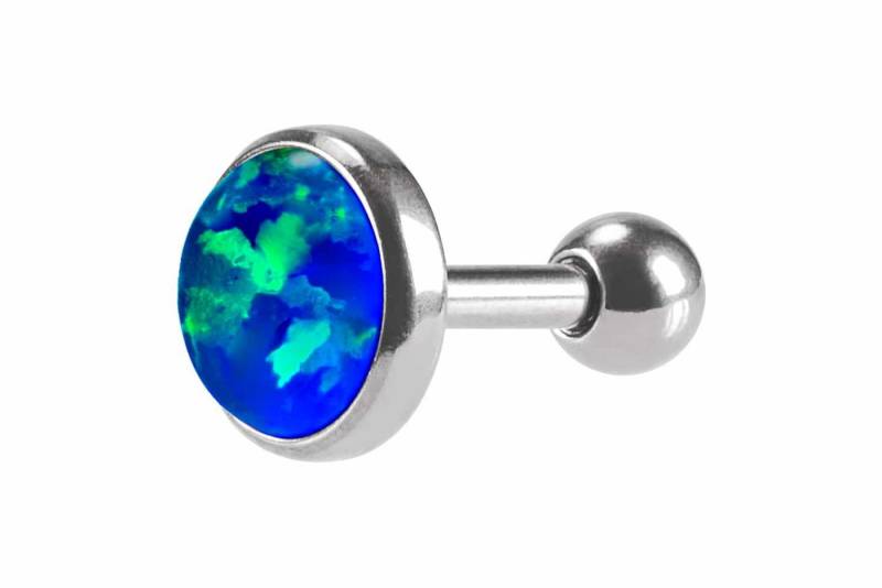 PIERCINGLINE Single-Ohrstecker Chirurgenstahl Ohrpiercing SYNTHETISCHER OPAL (Mini-Barbells / 1 Stk) von PIERCINGLINE