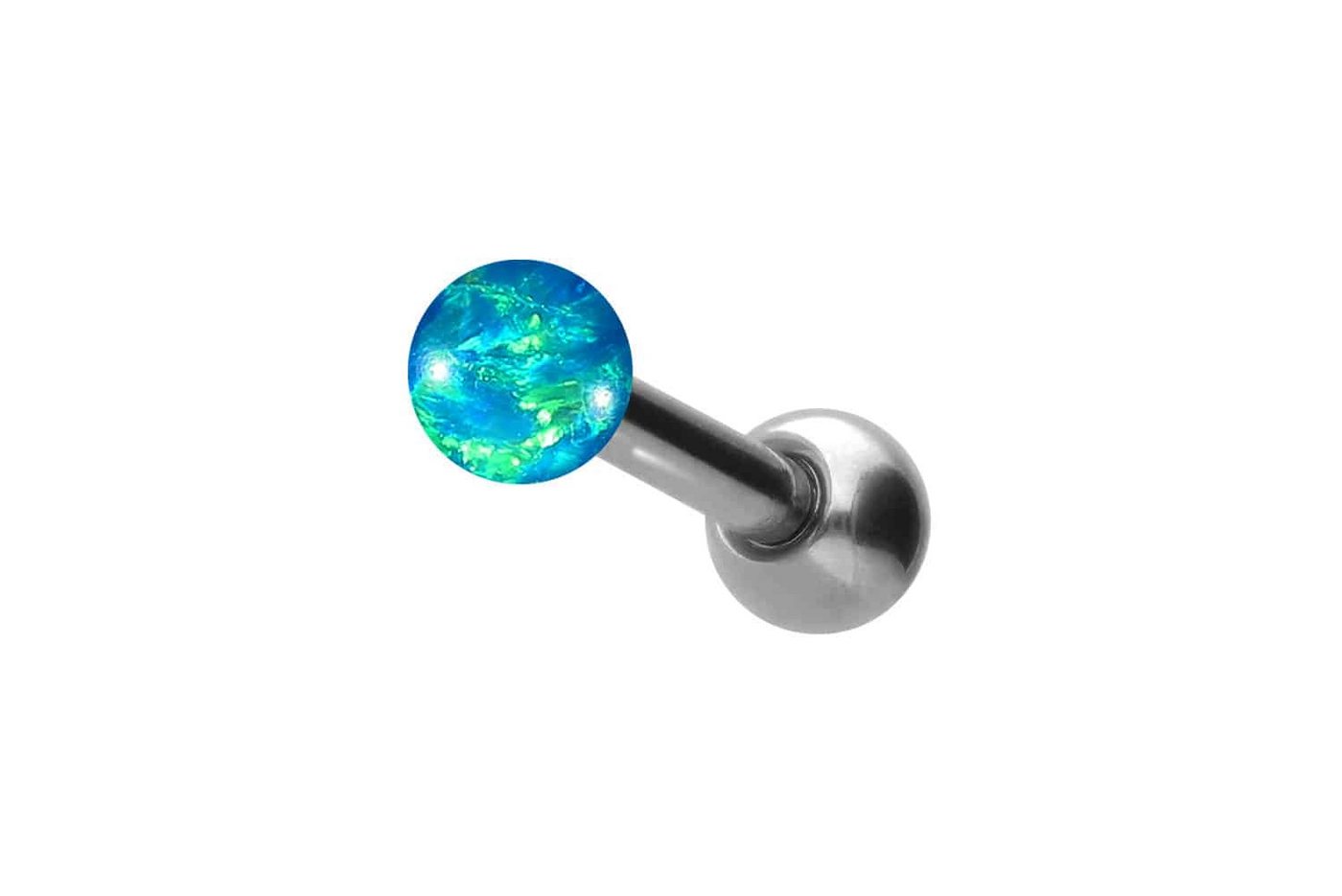 PIERCINGLINE Piercing-Set Chirurgenstahl Ohrpiercing SYNTHETISCHER OPAL (Mini-Barbells / 1 Stk) von PIERCINGLINE
