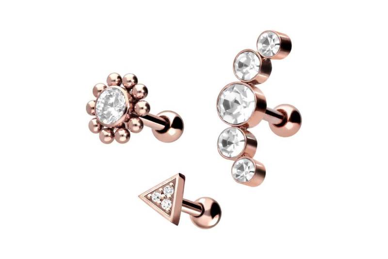 PIERCINGLINE Piercing-Set SET Chirurgenstahl Ohrpiercing MIX (Mini-Barbells) von PIERCINGLINE