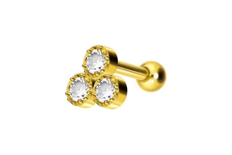 PIERCINGLINE Piercing-Set Titan Ohrpiercing 3 EINGEFASSTE KRISTALLE (Mini-Barbells, 1-tlg) von PIERCINGLINE
